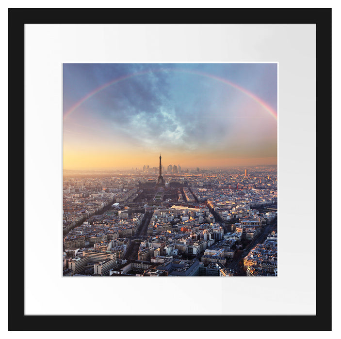 Panorama Regenbogen über Paris Passepartout Quadratisch 40