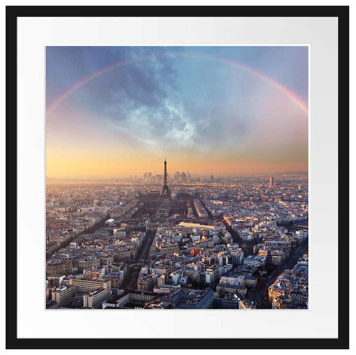 Panorama Regenbogen über Paris Passepartout Quadratisch 55