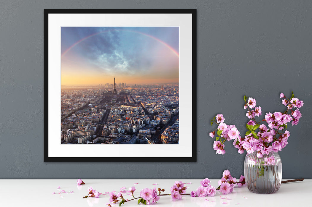 Panorama Regenbogen über Paris Passepartout Detail Quadratisch