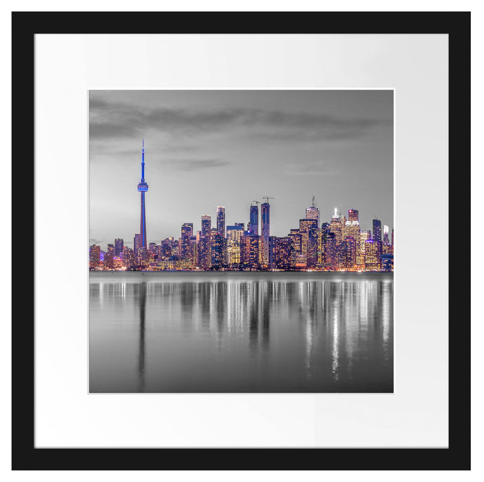 Skyline Toronto in der Abenddämmerung B&W Detail Passepartout Quadratisch 40