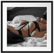 Frau in erotischen Dessous auf Bett B&W Detail Passepartout Quadratisch 55