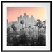 Palmen vor Skyline von Los Angeles B&W Detail Passepartout Quadratisch 55