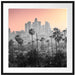 Palmen vor Skyline von Los Angeles B&W Detail Passepartout Quadratisch 70