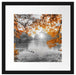 Herbstbäume um See bei Sonnenuntergang B&W Detail Passepartout Quadratisch 40