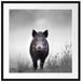 Wildschweinauf einer Wiese im Nebel B&W Detail Passepartout Quadratisch 70