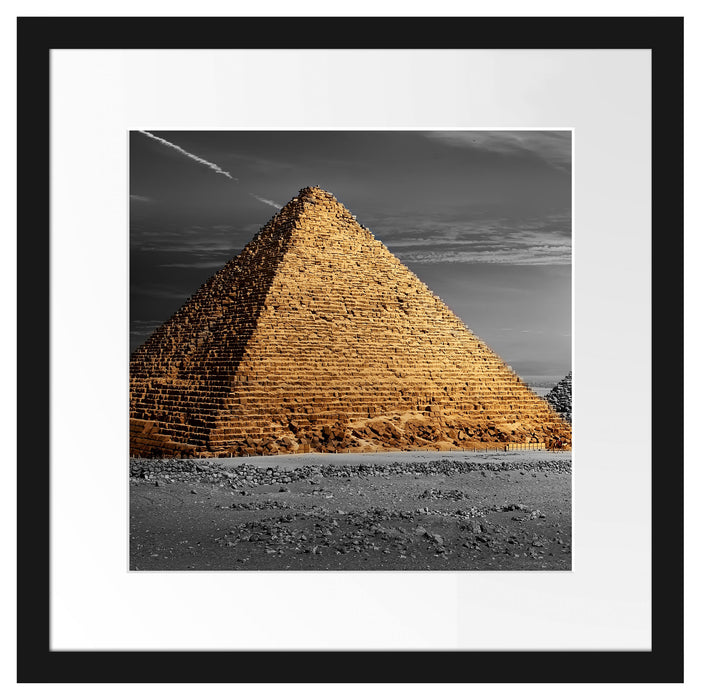 Ägyptische Pyramiden bei Sonnenuntergang B&W Detail Passepartout Quadratisch 40