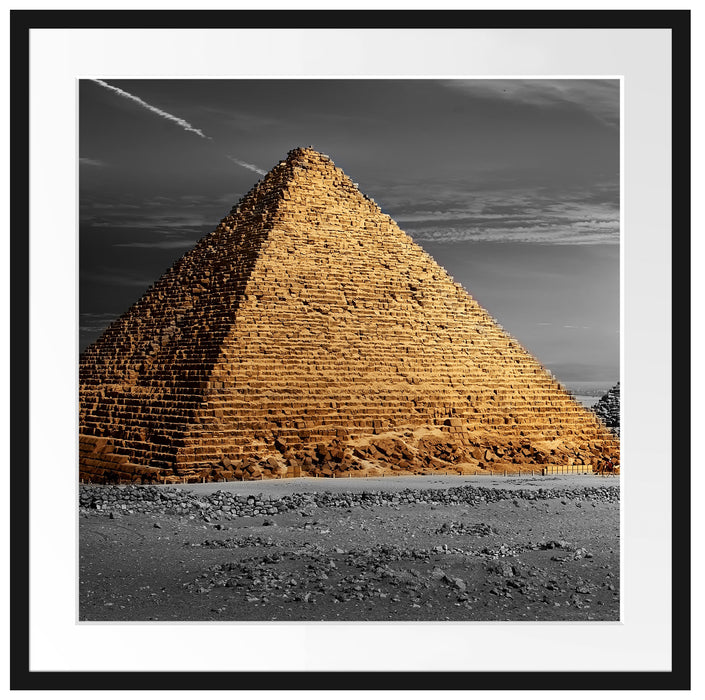 Ägyptische Pyramiden bei Sonnenuntergang B&W Detail Passepartout Quadratisch 70