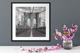 Leere Brooklyn Bridge in New York City B&W Detail Passepartout Detail Quadratisch