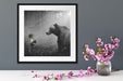 Mädchen mit Teddy und Bär im Wald B&W Detail Passepartout Detail Quadratisch