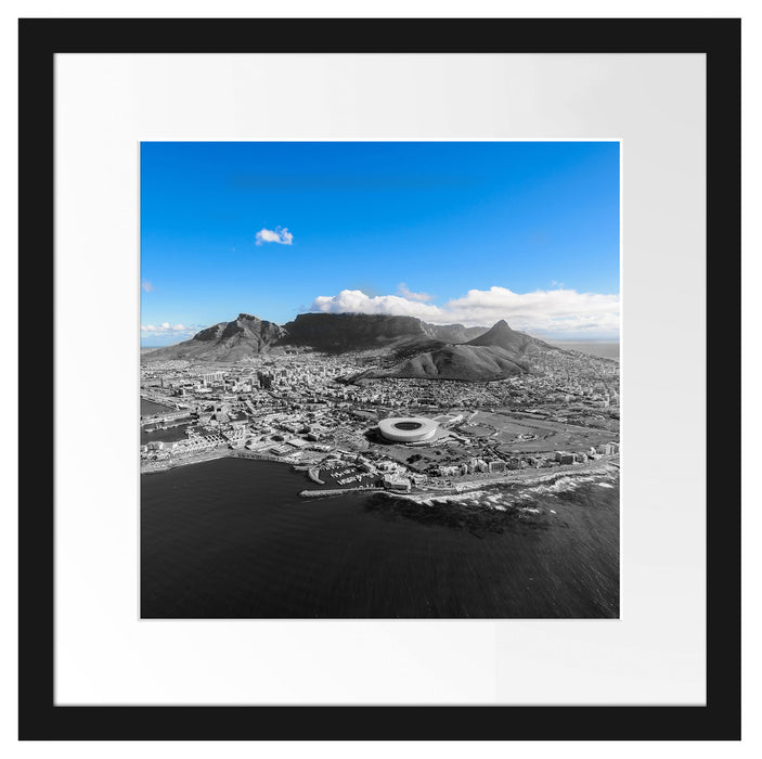 Luftaufnahme von Kapstadt B&W Detail Passepartout Quadratisch 40