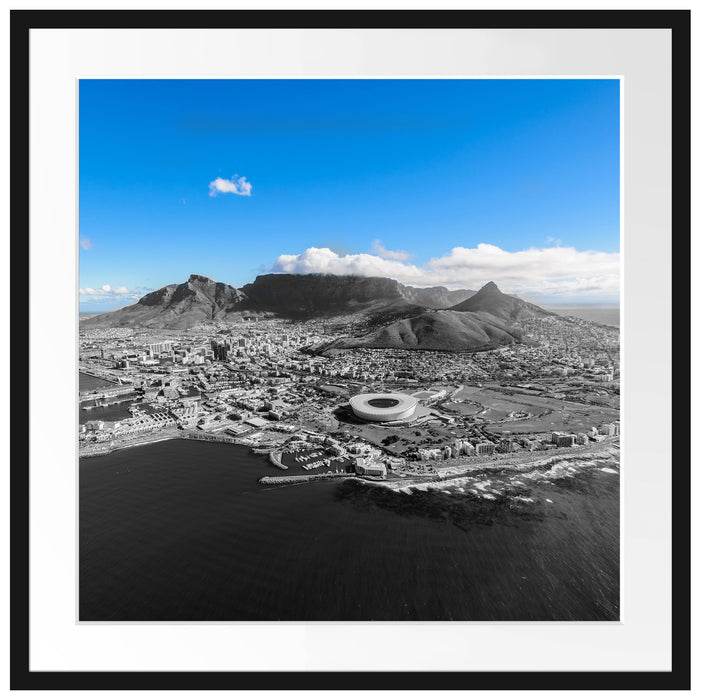 Luftaufnahme von Kapstadt B&W Detail Passepartout Quadratisch 70