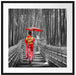 Frau im janapischen Kimono im Bambuswald B&W Detail Passepartout Quadratisch 70
