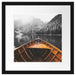 Holzboot auf Alpensee in den Dolomiten B&W Detail Passepartout Quadratisch 40