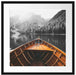 Holzboot auf Alpensee in den Dolomiten B&W Detail Passepartout Quadratisch 55