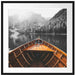 Holzboot auf Alpensee in den Dolomiten B&W Detail Passepartout Quadratisch 70