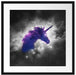 Einhorn Silhouette Galaxie B&W Detail Passepartout Quadratisch 55