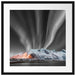 Nordlichter über Gletscher in Norwegen B&W Detail Passepartout Quadratisch 55