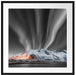 Nordlichter über Gletscher in Norwegen B&W Detail Passepartout Quadratisch 70