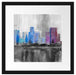 Abstraktes Ölgemälde einer Skyline B&W Detail Passepartout Quadratisch 40