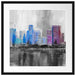 Abstraktes Ölgemälde einer Skyline B&W Detail Passepartout Quadratisch 55