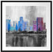 Abstraktes Ölgemälde einer Skyline B&W Detail Passepartout Quadratisch 70
