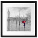 Regentag in London mit Big Ben B&W Detail Passepartout Quadratisch 40