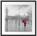 Regentag in London mit Big Ben B&W Detail Passepartout Quadratisch 55