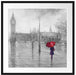 Regentag in London mit Big Ben B&W Detail Passepartout Quadratisch 70