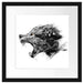 Abstrakter Wolfskopf im Profil B&W Detail Passepartout Quadratisch 40