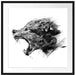 Abstrakter Wolfskopf im Profil B&W Detail Passepartout Quadratisch 70