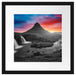 Kirkjufell Vulkan im Sonnenuntergang B&W Detail Passepartout Quadratisch 40