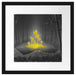 Leuchtende Zauberblumen im Wald B&W Detail Passepartout Quadratisch 40