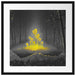 Leuchtende Zauberblumen im Wald B&W Detail Passepartout Quadratisch 55