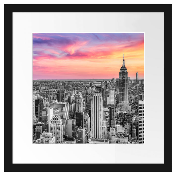 New York City bei Sonnenuntergang B&W Detail Passepartout Quadratisch 40