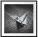 Einsames Segelboot auf dem Meer B&W Detail Passepartout Quadratisch 70