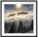Aufsteigende Wolken in den Dolomiten B&W Detail Passepartout Quadratisch 70