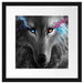 Abstrakter Wolf mit rauchenden Augen B&W Detail Passepartout Quadratisch 40