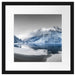 Winterlandschaft mit gefrorenem Bergsee B&W Detail Passepartout Quadratisch 40