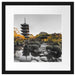 See im Herbst vor japanischem Tempel B&W Detail Passepartout Quadratisch 40