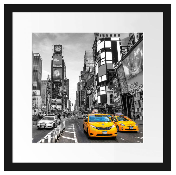 Times Square in new York City B&W Detail Passepartout Quadratisch 40