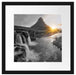 Wasserfall in Isalnd bei Sonnenuntergang B&W Detail Passepartout Quadratisch 40