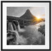 Wasserfall in Isalnd bei Sonnenuntergang B&W Detail Passepartout Quadratisch 55