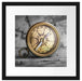 Alter Kompass auf Weltkarte B&W Detail Passepartout Quadratisch 40
