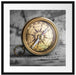 Alter Kompass auf Weltkarte B&W Detail Passepartout Quadratisch 55