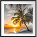 Palmen im Sonnenuntergang auf Barbados B&W Detail Passepartout Quadratisch 70