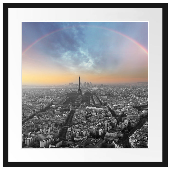 Panorama Regenbogen über Paris B&W Detail Passepartout Quadratisch 55