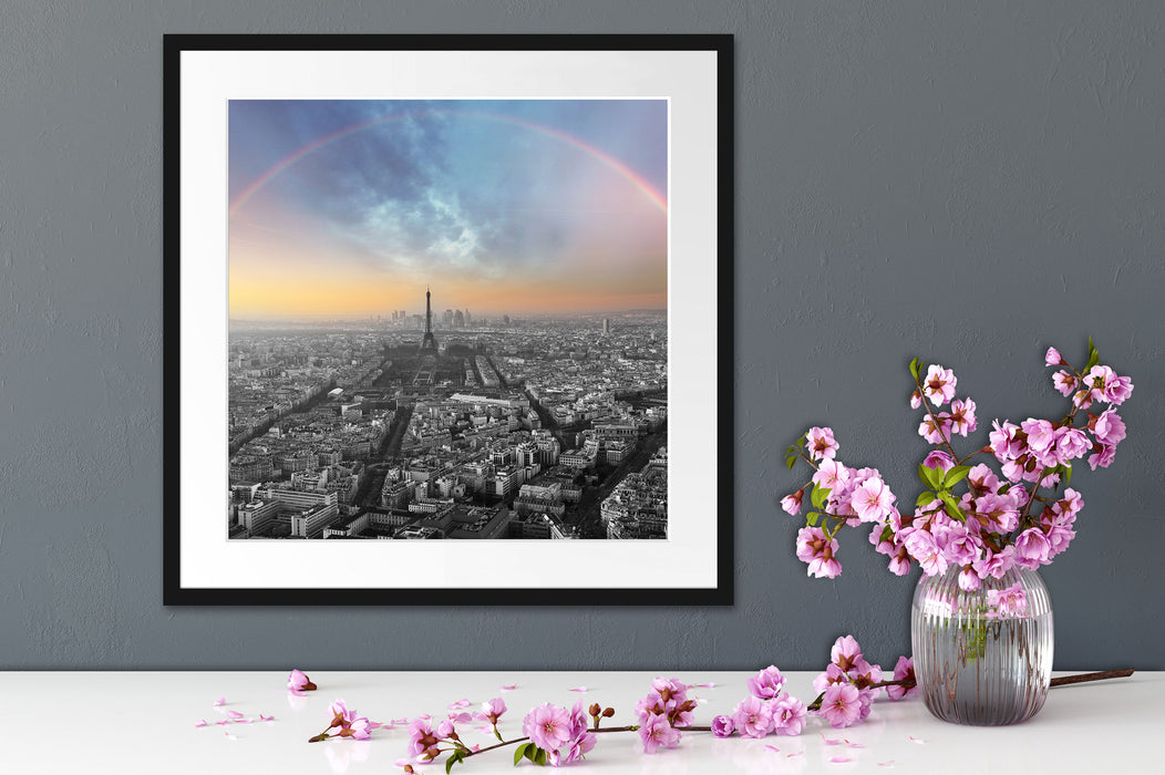 Panorama Regenbogen über Paris B&W Detail Passepartout Detail Quadratisch