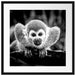 Neugieriges Totenkopfäffchen auf Ast, Monochrome Passepartout Quadratisch 55