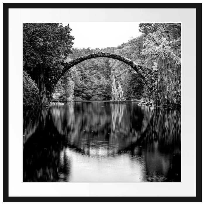 Rakotz-Brücke Kromlau Reflexion, Monochrome Passepartout Quadratisch 70
