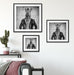 Zebrakopf Menschenkörper mit Lederjacke, Monochrome Passepartout Wohnzimmer Quadratisch